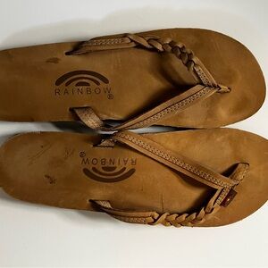 Rainbow Tan Braided Sandals